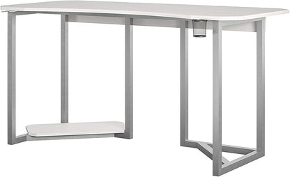 Quest Gaming Desk with CPU Stand, White - LeafyLoom