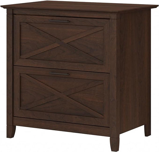 Bush Furniture Key West 2 Drawer Lateral File Cabinet in Bing Cherry - LeafyLoom