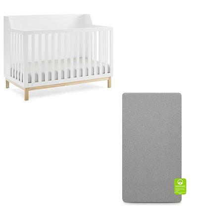 babyGap by Delta Children Oxford 6-in-1 Convertible Crib TrueSleep 2-Stage Deluxe Crib and Toddler Mattress (Bundle) - LeafyLoom