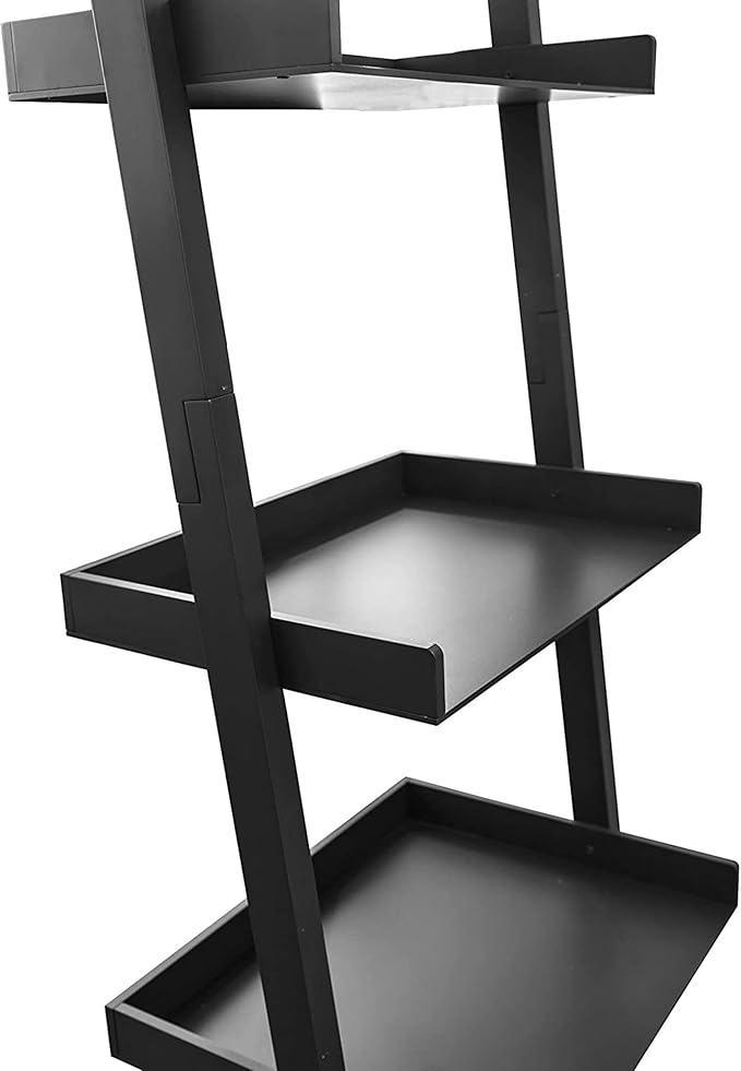 Kiera Grace Providence Hadfield 5 Tier Ladder Shelf Modern Leaning Bookshelf Storage Rack for Home, Office, 18" x 67", Black - LeafyLoom