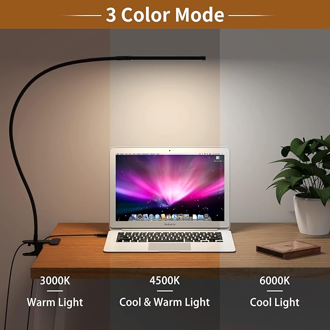 iZELL Desk Light, [2-Pack] LED Desk Lamp with Clamp [77 LEDs Light with 3 Color Modes & 10 Brightness Levels] Flexible Gooseneck LED Book Light, Easy Clip on Reading Light - LeafyLoom