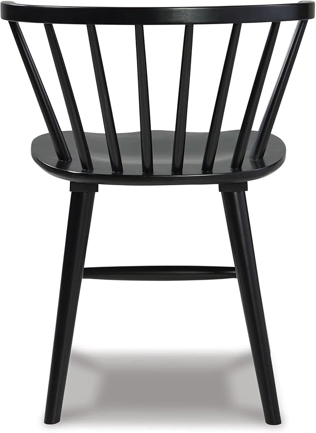 Signature Design by Ashley Otaska Modern Farmhouse Spindle Dining Chair, Set of 2, Black - LeafyLoom