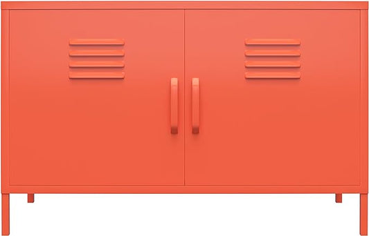 Novogratz Cache 2 Door Metal Locker Accent Storage Cabinet, Orange - LeafyLoom