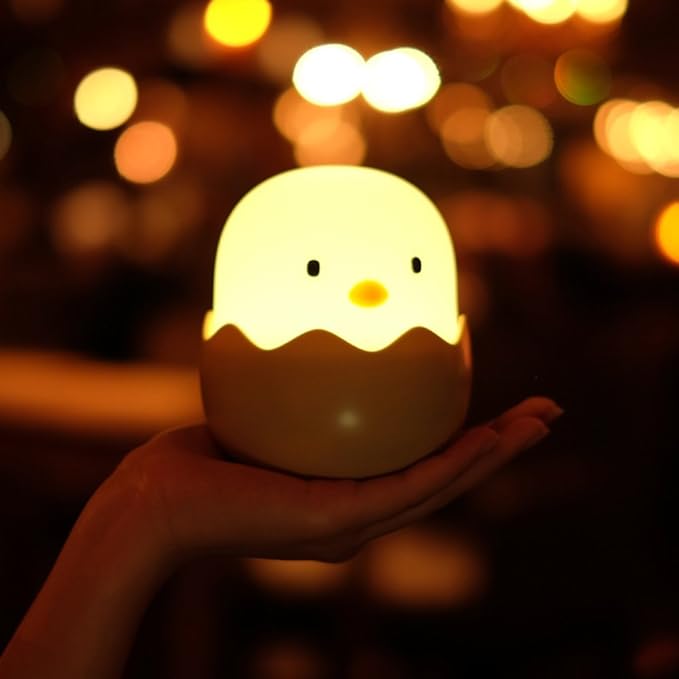 Kids Night Light, Cute Creative Egg Shell Baby Night Light with Touch Sensor, Nursery Night Lights, Kawaii Desk Accessories, Room Decor for Boys Girls Kids Gifts - LeafyLoom