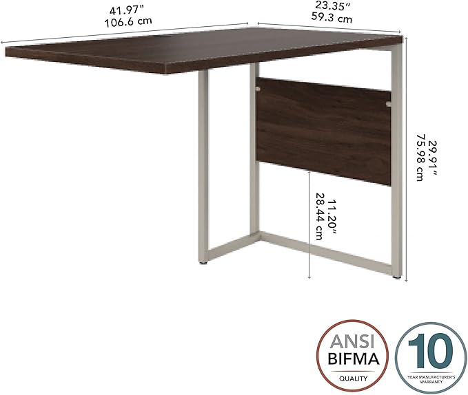 Bush Business Furniture Hybrid Desk Return/Bridge, 42W x 24D, Black Walnut - LeafyLoom