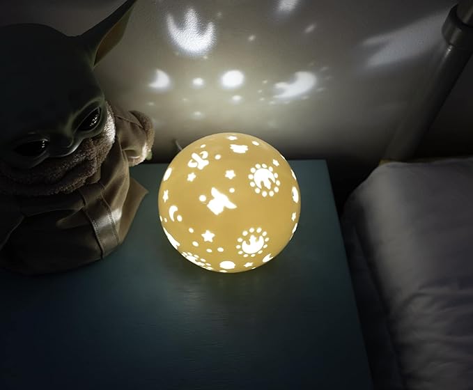 Star Wars: The Mandalorian Grogu Ceramic Mood Light | Nightstand Table Lamp with LED Light for Bedroom, Desk, Living Room | Home Decor Room Essential | Movie Gifts And Collectibles | 6 Inches Tall - LeafyLoom