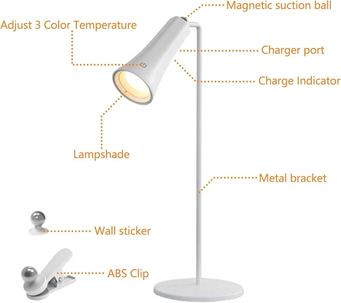 Rechargeable Desk Lamps, LED Table Lamp with 3 Brightness Levels,Removable Flashlight,Emergency power bank,Outdoor Desk Lamps/360° Rotation Reading Light for Restaurant/Indoor/Outdoor. - LeafyLoom