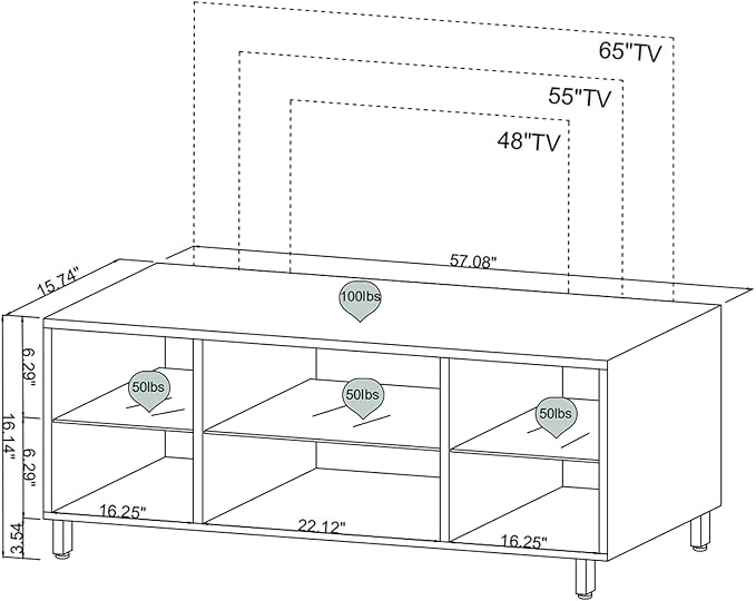 Hommpa LED TV Stand for TVs up to 65 Inch Modern Entertainment Center with Storage TV Cabinet with Adjustable Shelves & Cable Management White TV Console for Media Cable Box Gaming Living Room Bedroom - LeafyLoom