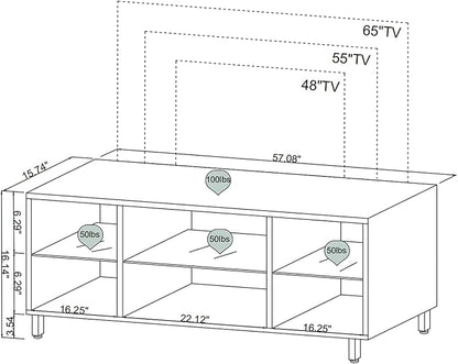 Hommpa LED TV Stand for TVs up to 65 Inch Modern Entertainment Center with Storage TV Cabinet with Adjustable Shelves & Cable Management White TV Console for Media Cable Box Gaming Living Room Bedroom - LeafyLoom