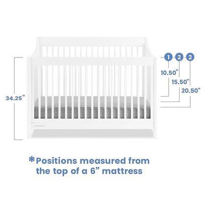 Delta Children Brooks 6-in-1 Convertible Crib - Greenguard Gold Certified, Bianca White - LeafyLoom