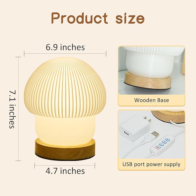 16 Colors Mushroom Lamp Night Light, Elegant 3D Printed Table Lamp with LED, Remote Control Desk Lamp Perfect for Bedroom, Living Room Decor, Great Gift for Women kids, Teens (H:7.1 inches) - LeafyLoom