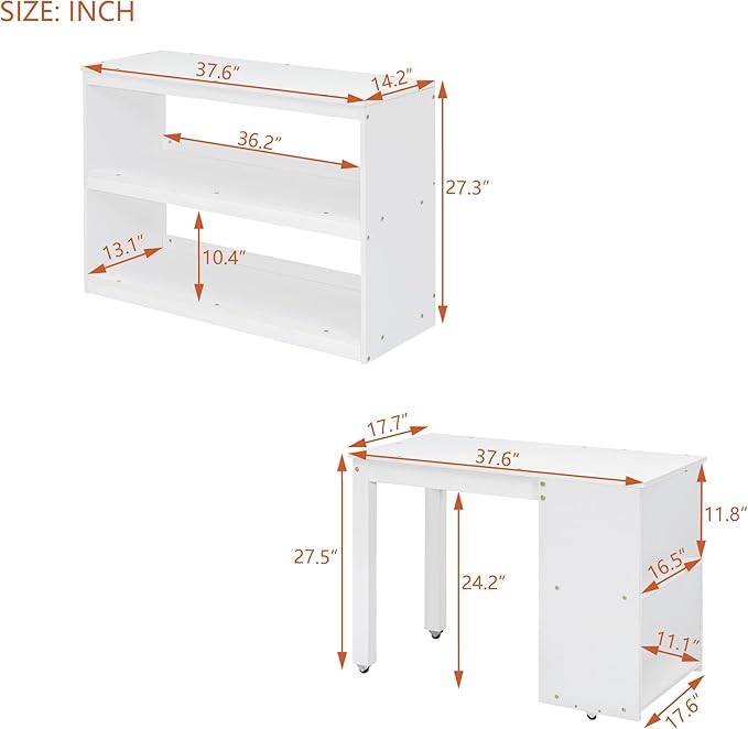 Loft Bed Frame, Twin Size Low Loft Bed with Storage Stairs, Shelves, Retractable Writing Desk and 3 Drawers, Wooden Twin Lofbed Frame for Kids Boys Girls Bedroom, Space-Saving Design, White - LeafyLoom