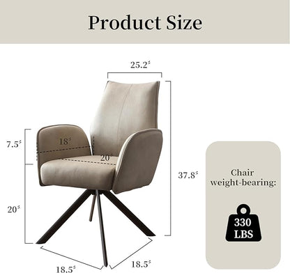 jiexi Modern Desk Chair no Wheel, Ergonomic Office Chair Home Office Upholstered Chair, Swivel Arm Chairs with Metal Legs, Computer Chair for Bedroom, Reception Room, Living Room - LeafyLoom