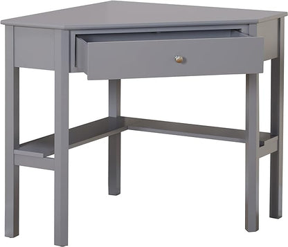 Target Marketing Systems Ellen Corner Desk Drawer and One Storage Shelf for Living Room, Bedroom, or Home Office, Small Computer Table, 42" W x 30" H, Gray - LeafyLoom