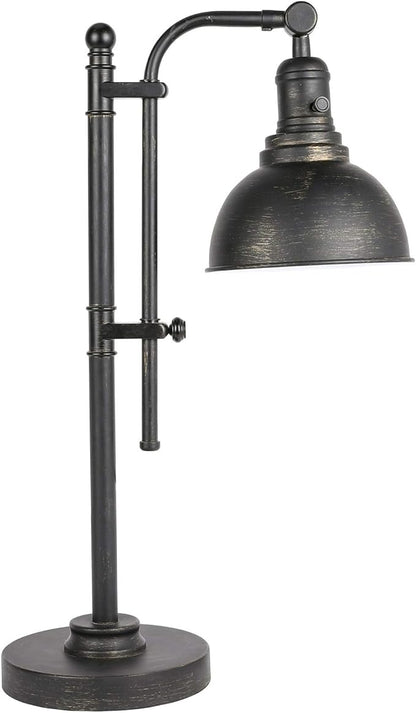 VONLUCE Rustic Desk Lamp Black Adjustable, Industrial Style Metal Task Lamp (25"-29"), Vintage Work Lamp, Farmhouse Reading Lamp in Aged Bronze Finish, ETL Certificate - LeafyLoom