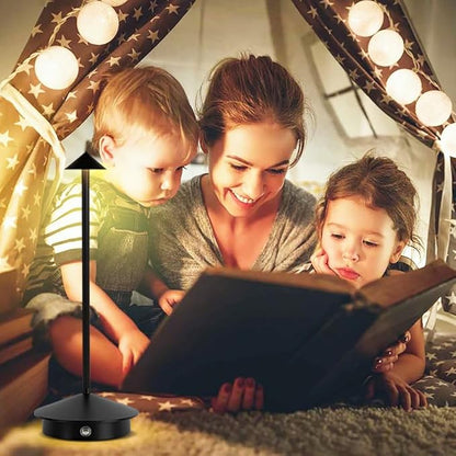 Portable LED Table Lamp with Touch Sensor, 3-Levels Brightness Metal Desk Lamp, 3 Color Touch Control Rechargeable Lamp, Night Light, Bedside Lamp,Dining Room Lamp (Black) - LeafyLoom