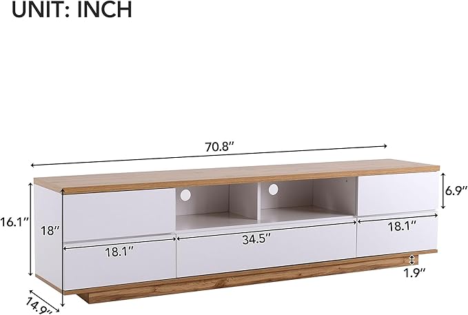 Modern 80' Stand Media Console-Versatile Storage, Door Rebound Device, for Living Room, Bedroom-Fits Inch, Support 80" TV, White-2 - LeafyLoom