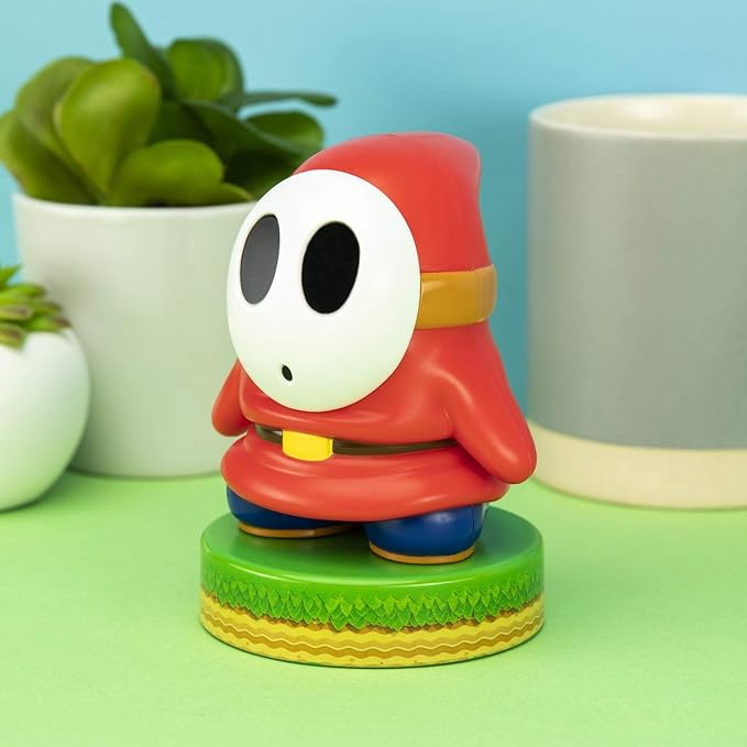 Paladone Super Mario Shy Guy 3D Icon BDP | Officially Licensed Nintendo Collectable | Unique Gift Idea | Bright Night Light or Desk Lamp | Battery Powered by 2 x AAA, White - LeafyLoom