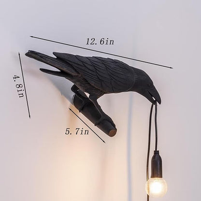 Raven Desk Lamp, Raven Lamp, Bird Lamp, Resin LED Bird Lamp for Bedroom/Office/Living Room/Farmhouse Art Deco with Plug (Left) - LeafyLoom