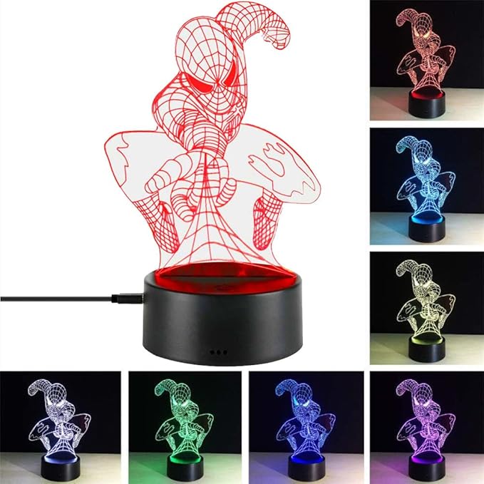 3D Night Light Kids Toys Anime Optical Illusion LED Lights Smart Touch 7 Colors Changing Dimmer Table Desk Lamp Home Room Decor Game Fan Gifts for Boys Girls Birthday Christmas Nightlight - LeafyLoom