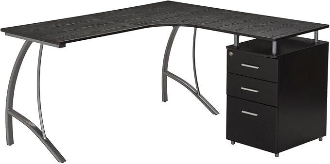 NicBex Laik-DW-00046-DX Desks, 59" W x 55" D x 30" H, Espresso - LeafyLoom