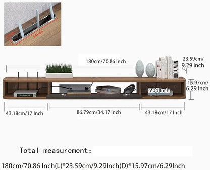 Pmnianhua Floating TV Shelf, 70'' Wall Mounted TV Stand Floating TV Console Media Entertainment Under TV Shelf for Bedroom Livingroom (Walnut) - LeafyLoom