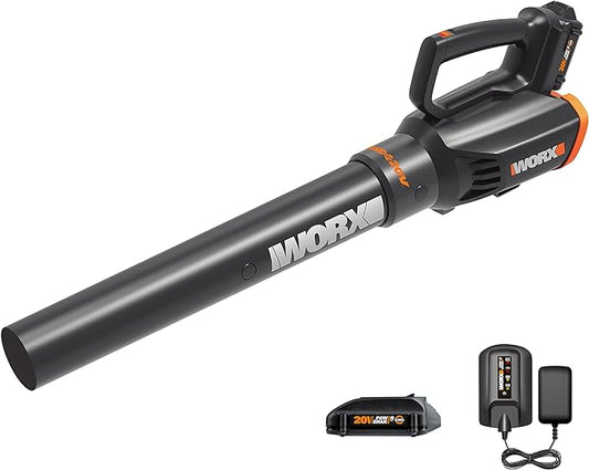 WORX Cordless Leaf Blower 20V WORXAIR Turbine Blower WG547.2 for Lawn Care Yard Work, 2 Variable Speed Control, 1 * 4.0 Ah Battery & Charger Included - LeafyLoom