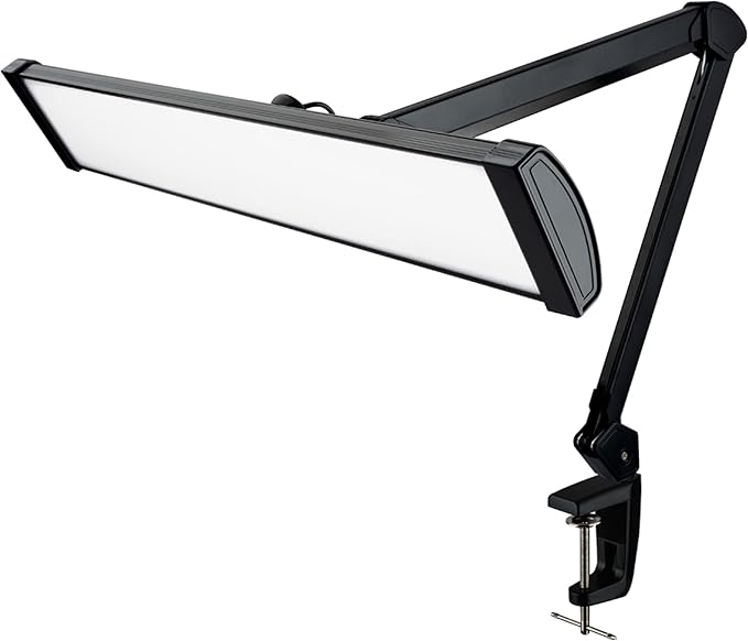 Super Bright 2,300 Lumens Powerful Professional Eye Care LED Desk Lamp, Brightness Adjustable, Task Light for Home, Beauty, Crafting, Office, Workbench (Daylight, Dimmable, Black) - LeafyLoom