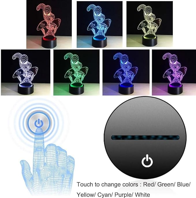 3D Night Light Kids Toys Anime Optical Illusion LED Lights Smart Touch 7 Colors Changing Dimmer Table Desk Lamp Home Room Decor Game Fan Gifts for Boys Girls Birthday Christmas Nightlight - LeafyLoom