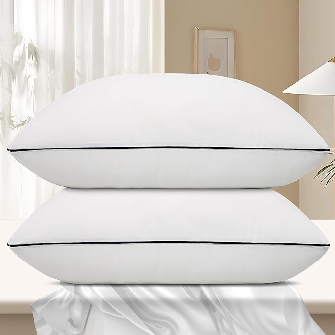 Hotel Collection Bed Pillows for Sleeping 2 Pack Standard Size Cooling Pillows Set of 2 for Back, Stomach or Side Sleepers, Super Soft Down Alternative Microfiber Filled Pillows - LeafyLoom