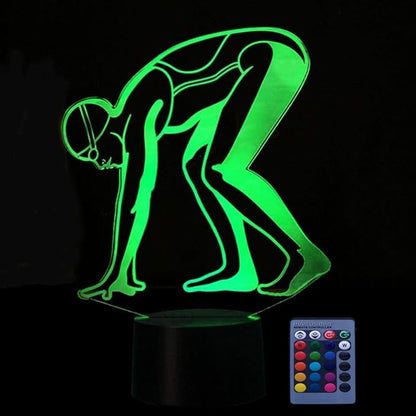 Optical Illusion 3D Sports Swimming Night Light 16 Colors Changing USB Power Remote Control Touch Switch Decor Lamp LED Table Desk Lamp Children Kids Christmas Xmas Brithday Gift - LeafyLoom