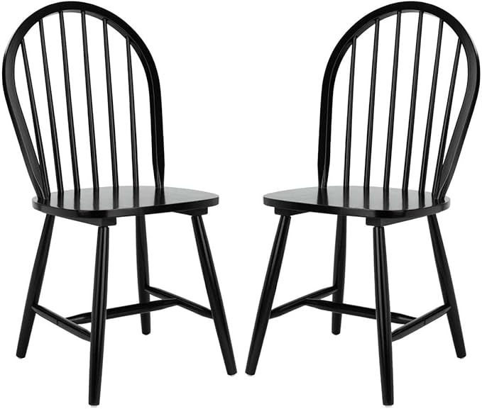 Safavieh Home Camden Farmhouse Black Spindle Back Dining Chair, Set of 2 - LeafyLoom