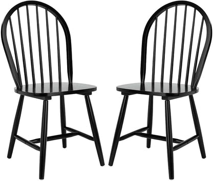 Safavieh Home Camden Farmhouse Black Spindle Back Dining Chair, Set of 2 - LeafyLoom