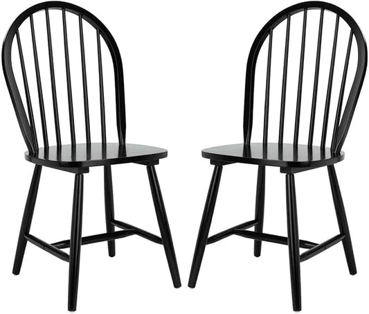 Safavieh Home Camden Farmhouse Black Spindle Back Dining Chair, Set of 2 - LeafyLoom