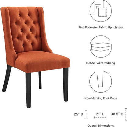 Modway Baronet Button Tufted Fabric, One Dining Chair, Orange - LeafyLoom