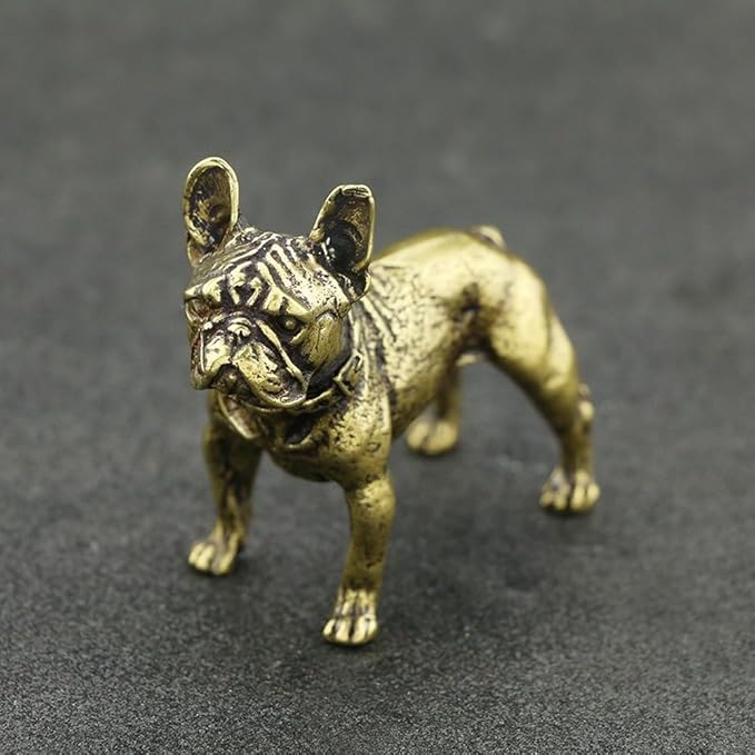 Vintage Solid Brass Miniature - Delicate Bulldog Desk Ornament for Pet Enthusiasts - Exquisite Collectible and Home Décor Accent（Bulldog） - LeafyLoom