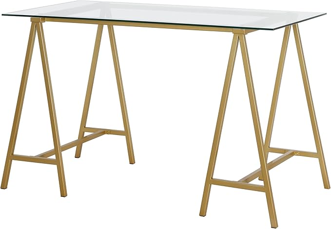 Tulsa Rectangular 48" Wide Desk in Brass - LeafyLoom