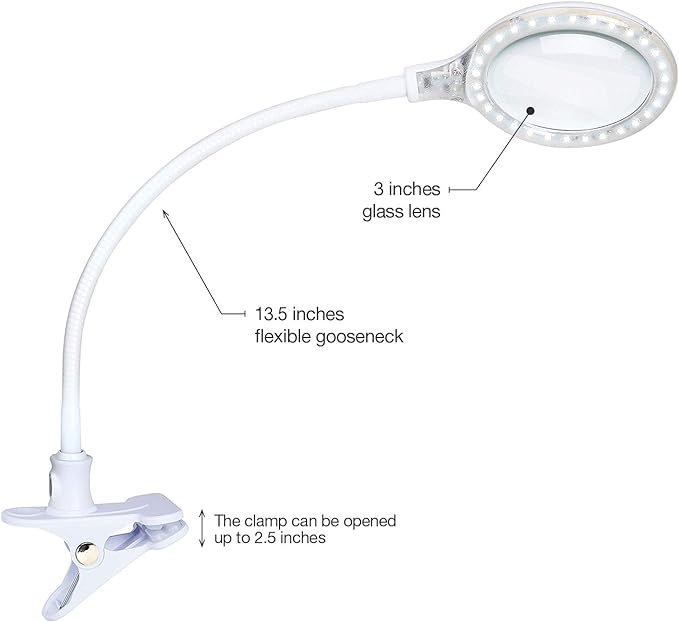 Brightech LightView Flex Magnifying Desk Lamp, 1.75X Light Magnifier, Adjustable Magnifying Glass with Light for Crafts, Reading, Close Work - LeafyLoom