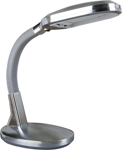 Desk Lamp - Natural Sunlight Lamp with Adjustable Gooseneck - Reading Light for Working, Crafting, Sewing, or Homework by Lavish Home (Silver) - LeafyLoom