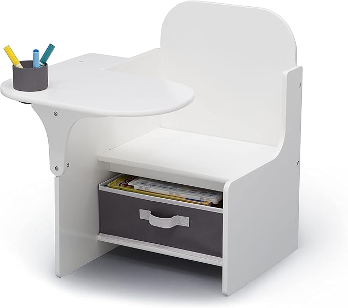 Delta Children MySize Chair Desk With Storage Bin, Bianca White - LeafyLoom