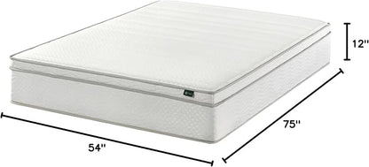 ZINUS 12 Inch Foam and Spring Hybrid Mattress [New Version], Full, Fiberglass free, Medium Firmness, Durable Support, Certified Safe Foams & Fabric, Mattress in A Box - LeafyLoom