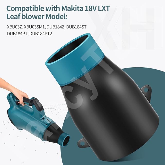 Car Drying Nozzle for Makita 18V LXT Leaf Blower - Fits Model: XBU03Z, XBU03SM1, DUB184Z, DUB184ST, DUB184PT, DUB184PT2 - with Protective Silicone Sleeve - LeafyLoom