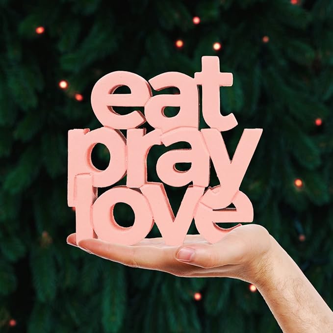 NUKKAD TALES Eat Pray Love Peach Aesthetic Table Decor – Perfect for Home or Office Desk, Shelf, Birthdays, Corporate Gifts, and Inspirational Wall Decor - LeafyLoom