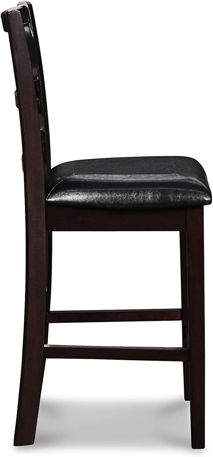 New Classic Furniture Gia Counter Dining Chair (Set of Four), Black PU Upholstered Seat & Back Rest, Ebony - LeafyLoom