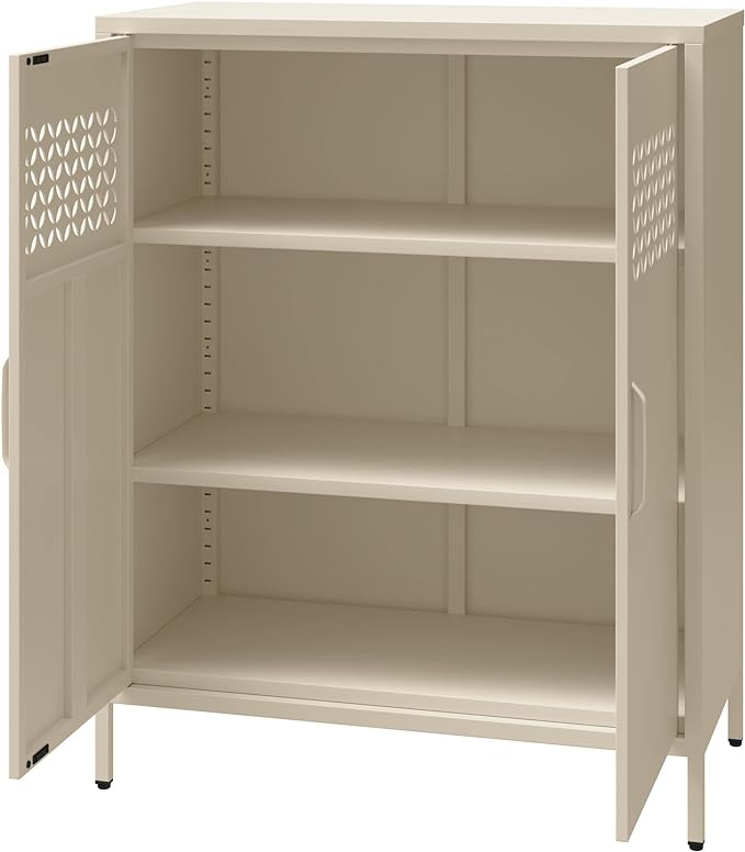 Mr. Kate Annie Short Metal 2 Door Cabinet, Parchment - LeafyLoom