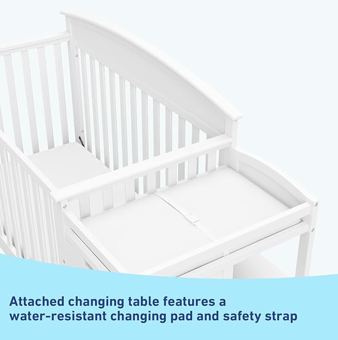 Graco Benton 4-in-1 Convertible Crib and Changer (White) – Crib and Changing Table Combo, Includes Water-Resistant Changing Pad, 3 Drawers, Converts to Toddler Bed, Daybed and Full-Size Bed - LeafyLoom