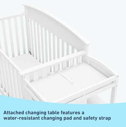 Graco Benton 4-in-1 Convertible Crib and Changer (White) – Crib and Changing Table Combo, Includes Water-Resistant Changing Pad, 3 Drawers, Converts to Toddler Bed, Daybed and Full-Size Bed - LeafyLoom