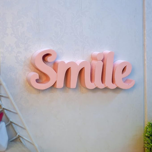 Smile – Peach, Aesthetic table decor for home or office, desk or Shelf. Quirky room decoration showpiece, ideal for birthday gift, corporate gift, and inspiring wall decor - LeafyLoom