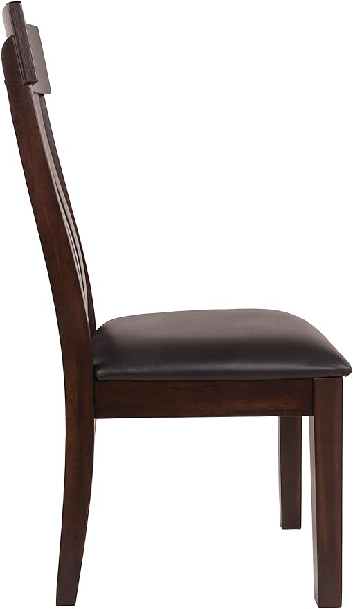 Signature Design by Ashley Haddigan Faux Leather Cushioned Rake Back Dining Chair, 2 Count, Dark Brown - LeafyLoom