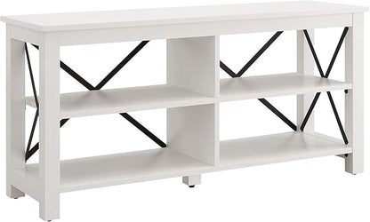 Henn&Hart Rectangular TV Stand for TV's up to 55" in White, TV Stands for the Living Room - LeafyLoom